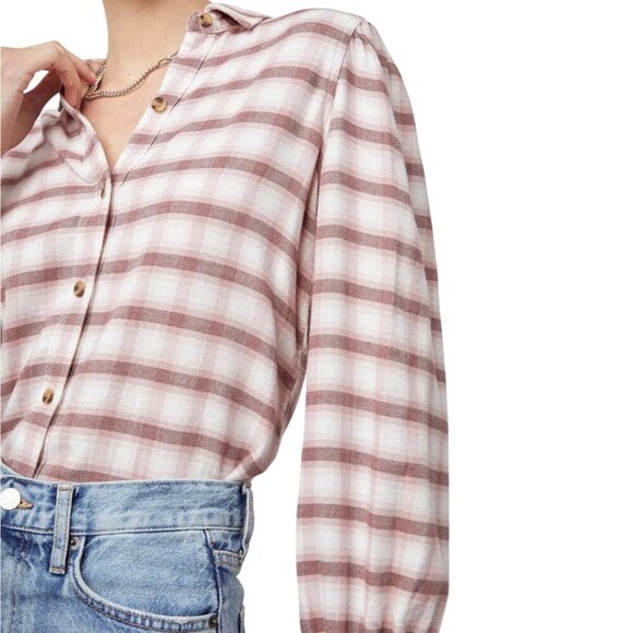 Rails Angelica Shirt Rose Pink Plaid Puff Shoulder Flannel Sz S - Picture 3 of 11